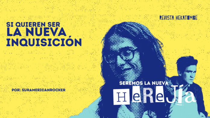 seremos la nueva herejia_revista hekatombe_suramericanrocker Ilustración crítica sobre el conservadurismo, el Instituto Caro y Cuervo y la censura moral en Colombia.